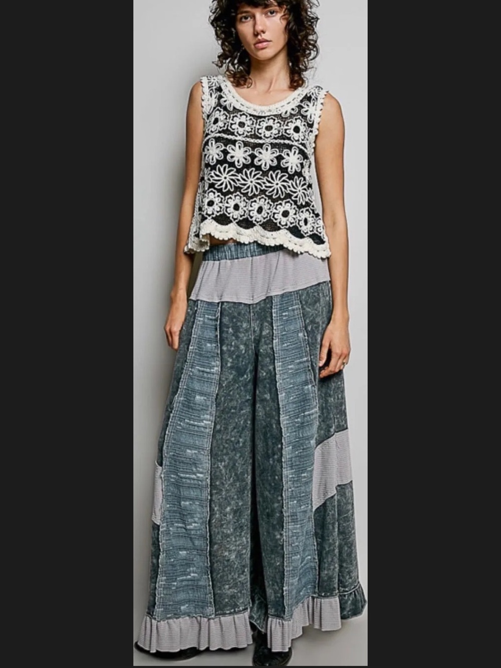 POL crochet, black, and natural top sold out at POL. Get yours today!